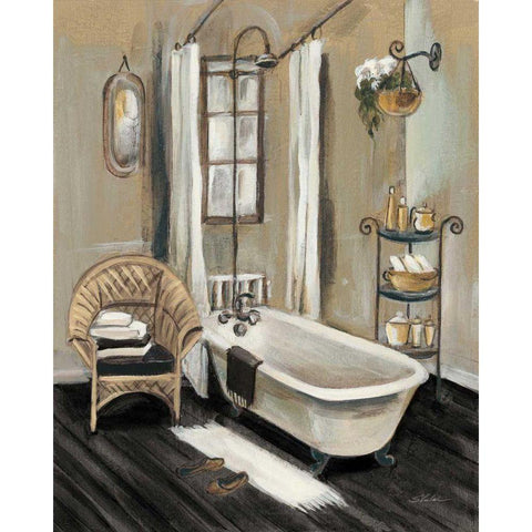 French Bath II Black v2 White Modern Wood Framed Art Print by Vassileva, Silvia