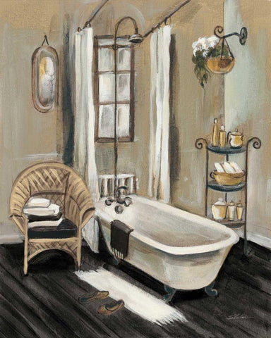 French Bath II Black v2 White Modern Wood Framed Art Print with Double Matting by Vassileva, Silvia