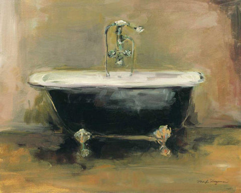 Vintage Tub I Light Black Ornate Wood Framed Art Print with Double Matting by Hageman, Marilyn