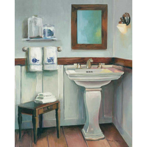 Cottage Sink Navy White Modern Wood Framed Art Print by Hageman, Marilyn