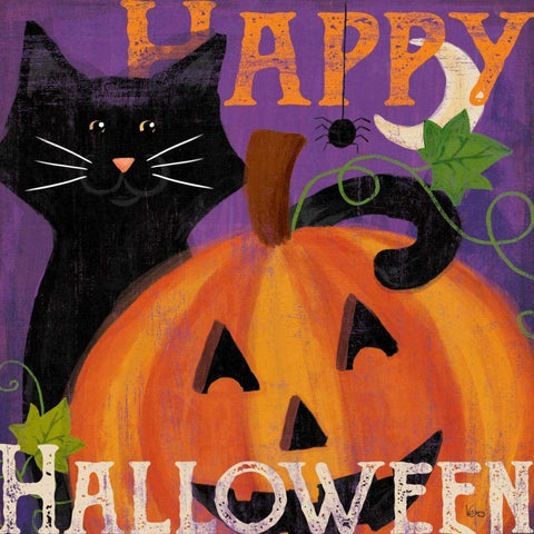 Festive Felines II Black Modern Wood Framed Art Print with Double Matting by Charron, Veronique