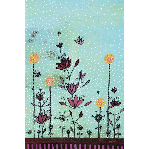 Floral Summer Black Modern Wood Framed Art Print by Mack, Lynn