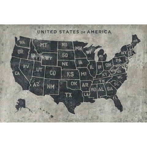 Grunge USA Map White Modern Wood Framed Art Print by Wiens, James