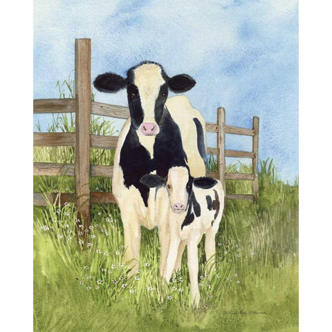 Farm Family Cows Black Modern Wood Framed Art Print by McKenna, Kathleen Parr