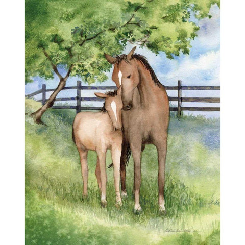 Farm Family Horses Gold Ornate Wood Framed Art Print with Double Matting by McKenna, Kathleen Parr