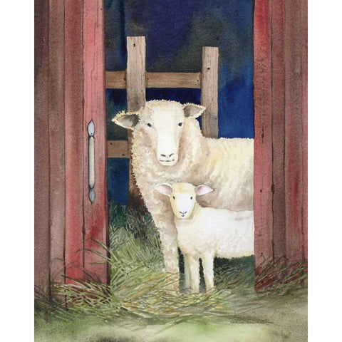 Farm Family Sheep Black Modern Wood Framed Art Print by McKenna, Kathleen Parr
