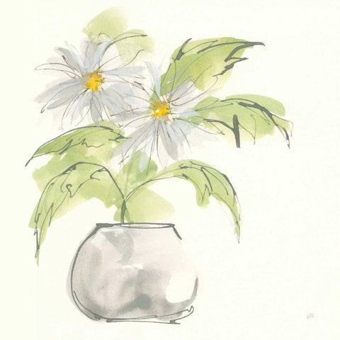 Plant Daisy I White Modern Wood Framed Art Print by Paschke, Chris