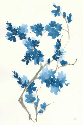 Blue Branch III Black Ornate Wood Framed Art Print with Double Matting by Paschke, Chris