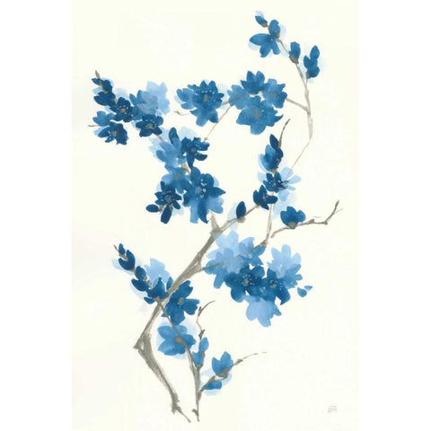 Blue Branch III Gold Ornate Wood Framed Art Print with Double Matting by Paschke, Chris