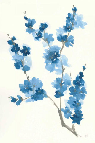 Blue Branch IV Black Ornate Wood Framed Art Print with Double Matting by Paschke, Chris