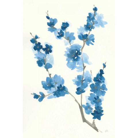 Blue Branch IV Gold Ornate Wood Framed Art Print with Double Matting by Paschke, Chris