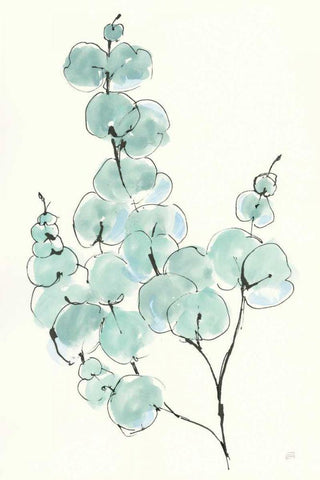 Eucalyptus Branch III White Modern Wood Framed Art Print with Double Matting by Paschke, Chris