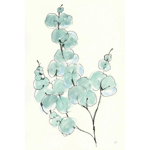 Eucalyptus Branch III White Modern Wood Framed Art Print by Paschke, Chris