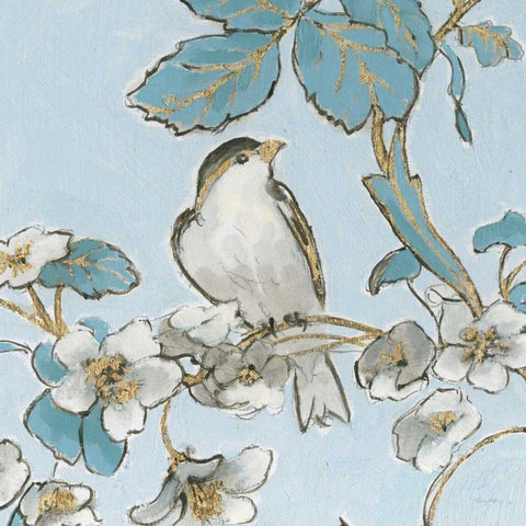 Toile Birds III Gold Ornate Wood Framed Art Print with Double Matting by Adams, Emily