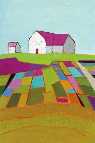 Field of Dreams White Modern Wood Framed Art Print with Double Matting by Adams, Phyllis