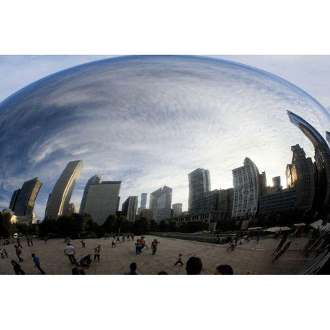 The Bean Chicago White Modern Wood Framed Art Print by Van Swearingen, Debra