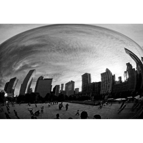 The Bean Chicago BW White Modern Wood Framed Art Print by Van Swearingen, Debra