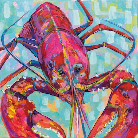 Lilly Lobster III White Modern Wood Framed Art Print with Double Matting by Vertentes, Jeanette