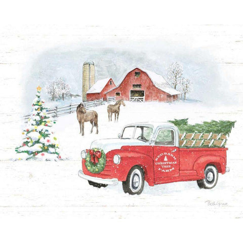 Farmhouse Holidays V Truck Gold Ornate Wood Framed Art Print with Double Matting by Grove, Beth