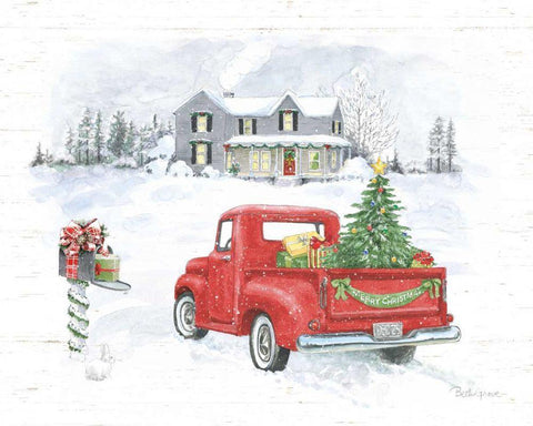 Farmhouse Holidays VI Truck Black Ornate Wood Framed Art Print with Double Matting by Grove, Beth