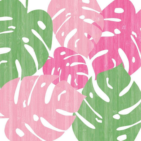 Monstera II Hot Pink Black Ornate Wood Framed Art Print with Double Matting by Adams, Sarah