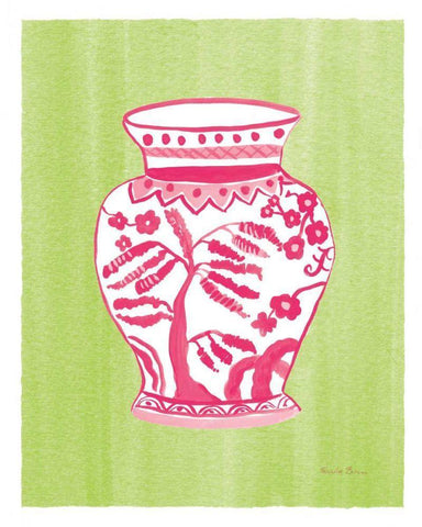 Chinoiserie IV Pink Watercolor White Modern Wood Framed Art Print with Double Matting by Zaman, Farida