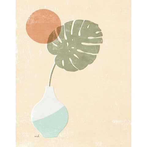 Sun Palm I Mint Black Modern Wood Framed Art Print with Double Matting by Hershey, Moira