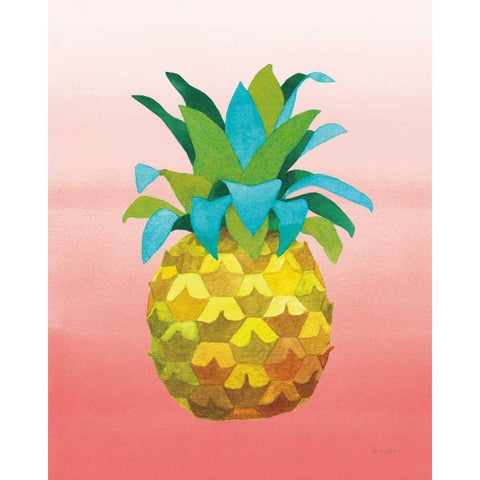 Island Time Pineapples VI Coral White Modern Wood Framed Art Print by Grove, Beth