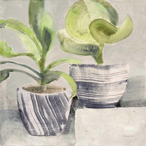Greenery Still Life with Navy White Modern Wood Framed Art Print by Hristova, Albena