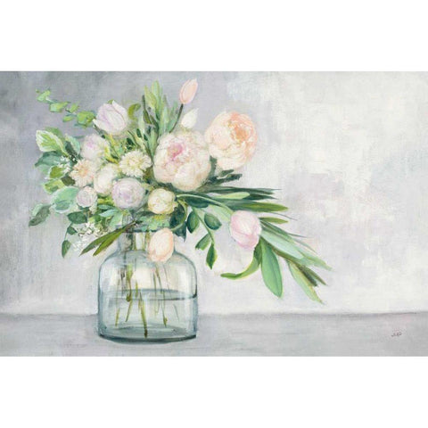 Blushing Spring Bouquet Black Modern Wood Framed Art Print with Double Matting by Purinton, Julia