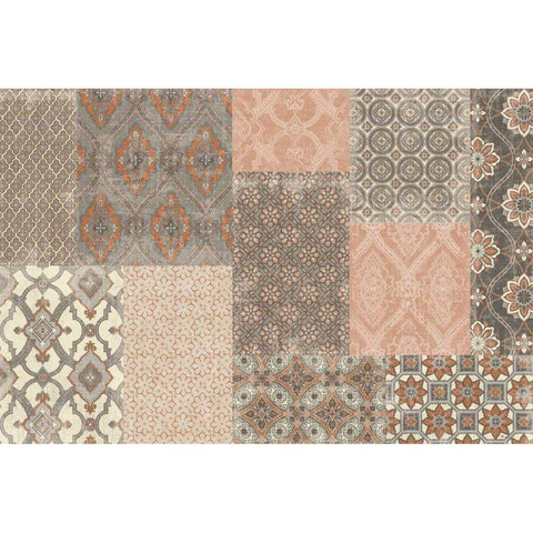 Venetian Patchwork I Orange Gray Gold Ornate Wood Framed Art Print with Double Matting by Pela Studio