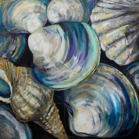 Key West Shells Black Modern Wood Framed Art Print by Vertentes, Jeanette