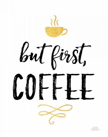 Morning Motivation I Black Ornate Wood Framed Art Print with Double Matting by Marshall, Laura