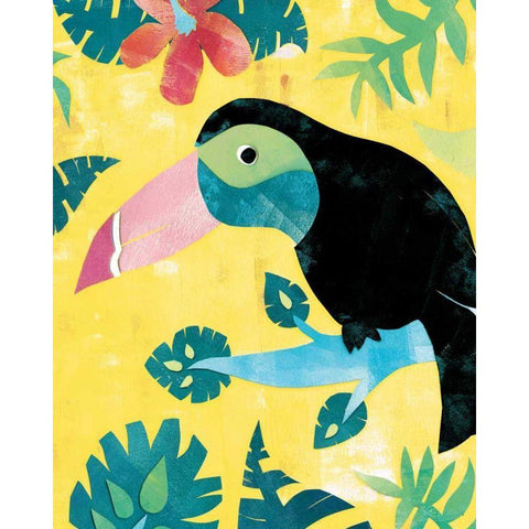 Jungle Jive I Toucan Yellow Black Modern Wood Framed Art Print by Wild Apple Portfolio