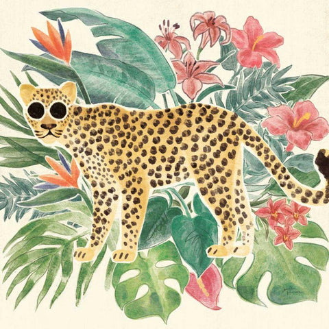 Jungle Vibes Jaguar Gold Ornate Wood Framed Art Print with Double Matting by Penner, Janelle