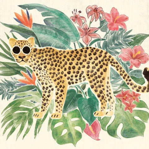 Jungle Vibes Jaguar Black Ornate Wood Framed Art Print with Double Matting by Penner, Janelle