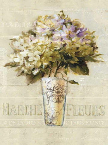 Marche de Fleurs Bouquet Black Ornate Wood Framed Art Print with Double Matting by Audit, Lisa