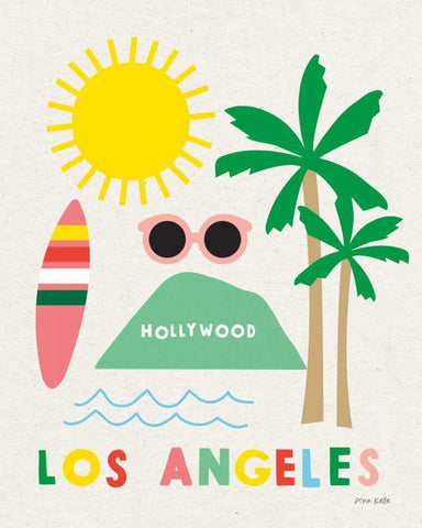 City Fun Los Angeles Black Ornate Wood Framed Art Print with Double Matting by Kelle, Ann