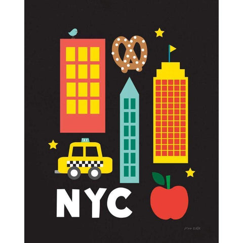 City Fun NYC Gold Ornate Wood Framed Art Print with Double Matting by Kelle, Ann