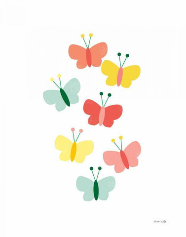Butterfly Friends White Modern Wood Framed Art Print with Double Matting by Kelle, Ann