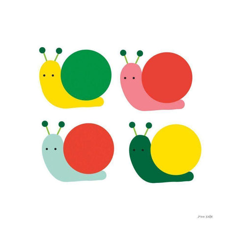 Snails Four Black Modern Wood Framed Art Print with Double Matting by Kelle, Ann