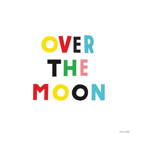 Over the Moon White Modern Wood Framed Art Print with Double Matting by Kelle, Ann