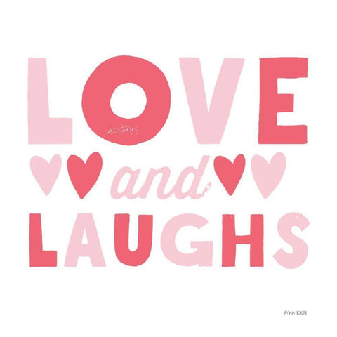 Love and Laughs Pink Gold Ornate Wood Framed Art Print with Double Matting by Kelle, Ann