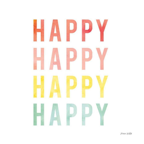 Happy Happy Black Ornate Wood Framed Art Print with Double Matting by Kelle, Ann