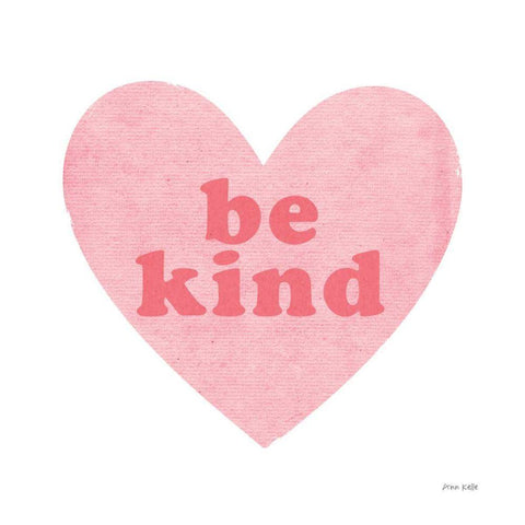 Be Kind Heart Black Modern Wood Framed Art Print by Kelle, Ann
