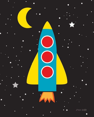 Blast Off White Modern Wood Framed Art Print with Double Matting by Kelle, Ann