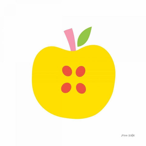 Yellow Apple White Modern Wood Framed Art Print with Double Matting by Kelle, Ann