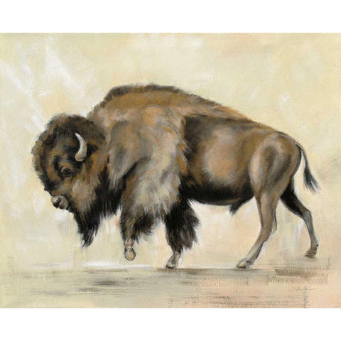 Bronze Buffalo Gold Ornate Wood Framed Art Print with Double Matting by Vassileva, Silvia