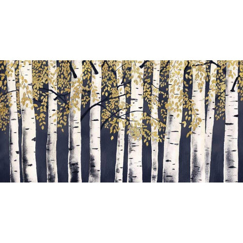 Fresh Forest Indigo Gold White Modern Wood Framed Art Print by Wiens, James