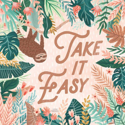 Jungle Hangout III White Modern Wood Framed Art Print with Double Matting by Marshall, Laura